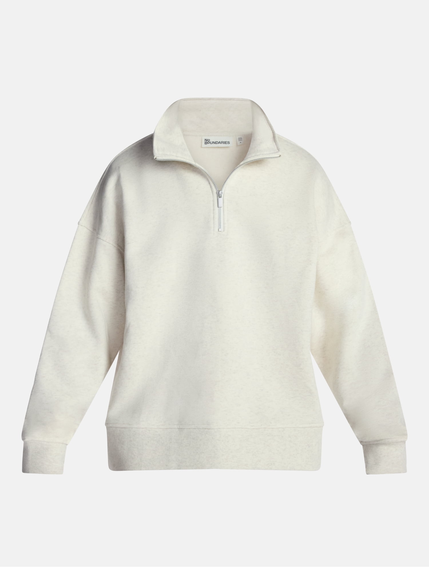 No Boundaries Boxy Fit Quarter Zip Fleece Sweatshirt with Long Sleeves, Men's XS-4XLT
