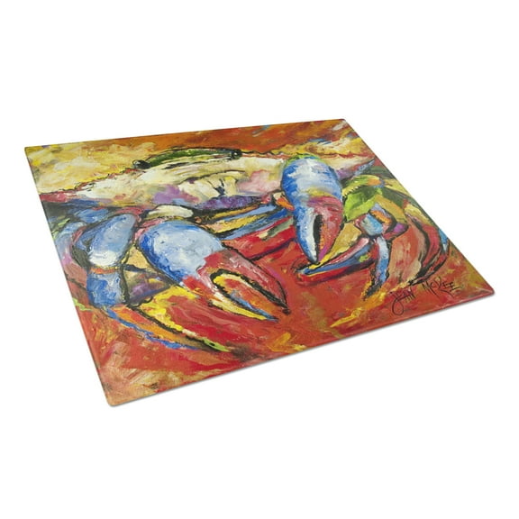 Caroline's Treasures JMK1107LCB Blue Crab Red Glass Cutting Board Large, 12H x 16W, multicolor