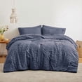 thumbnail image 2 of Seersucker Navy Blue Twin XL Comforter Set, 5-Piece All Season Lightweight Bed in a Bag Bedding Set with Comforter, Flat Sheet, Fitted Sheet, Pillowcase and Sham | Soft,Breathable, Lightweight, 2 of 7