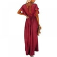 thumbnail image 2 of Women's Solid Color V-neck Lace Dress, 2 of 5