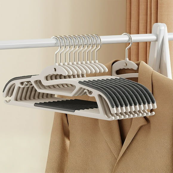 Paquete de 10 perchas antideslizantes con agarres para el hombro | Diseño delgado que ahorra espacio para la organización del armario | Almacenamiento de prendas húmedas o secas