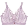 thumbnail image 2 of Gibobby Brasier para mujer Lencería para mujer Sujetador con aros Sujetador floral de encaje Sin forro Sujetador de total de talla grande sin forro(Morado,36/80D), 2 of 5