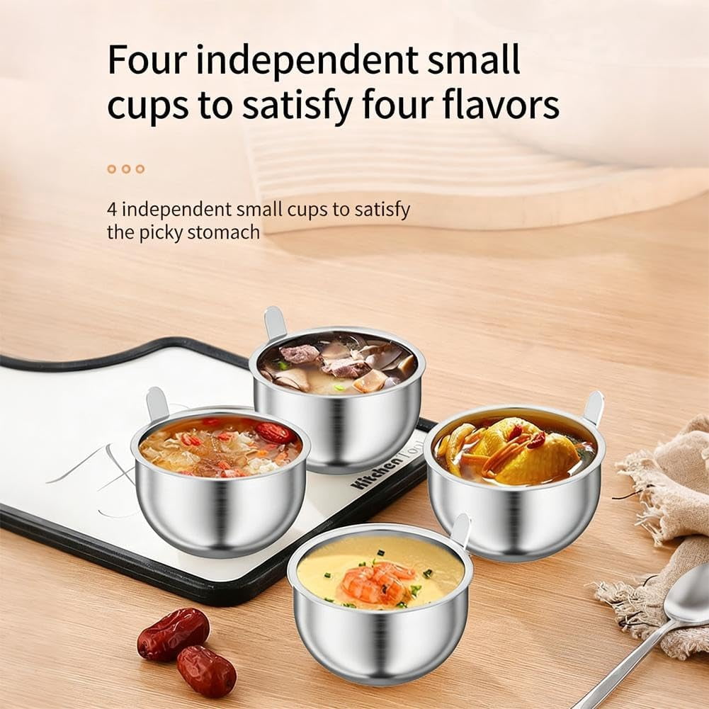 Egg Poacher Pan with 4 Cups, Stainless Steel Egg Poaching Pan, Poached Eggs Cooker, Eggs Cooker with Glass Lid and Heat Resistant Handle, Multifunctional Poacher Pans for Breakfast