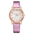 thumbnail image 1 of Reloj de cuarzo con banda de cuero de PU a la moda, reloj femenino informal con esfera redonda grande y números (rosa), 1 of 4