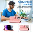 thumbnail image 5 of Feishell Crossbody Wallet Case for Apple iPhone 13 Pro 6.1 inch,for Women Men,Retro PU Leather Magnetic Button Flip Stand Credit Card Holder Phone Case with Adjustable Shoulder Strap,Pink, 5 of 16