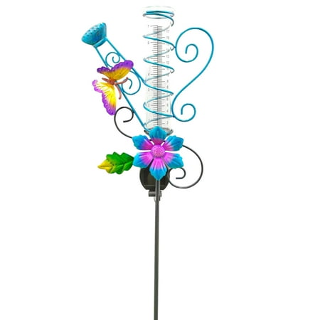 

Lacyie Solar Powered Butterfly Rain Gauge Garden Gauge Stake Light