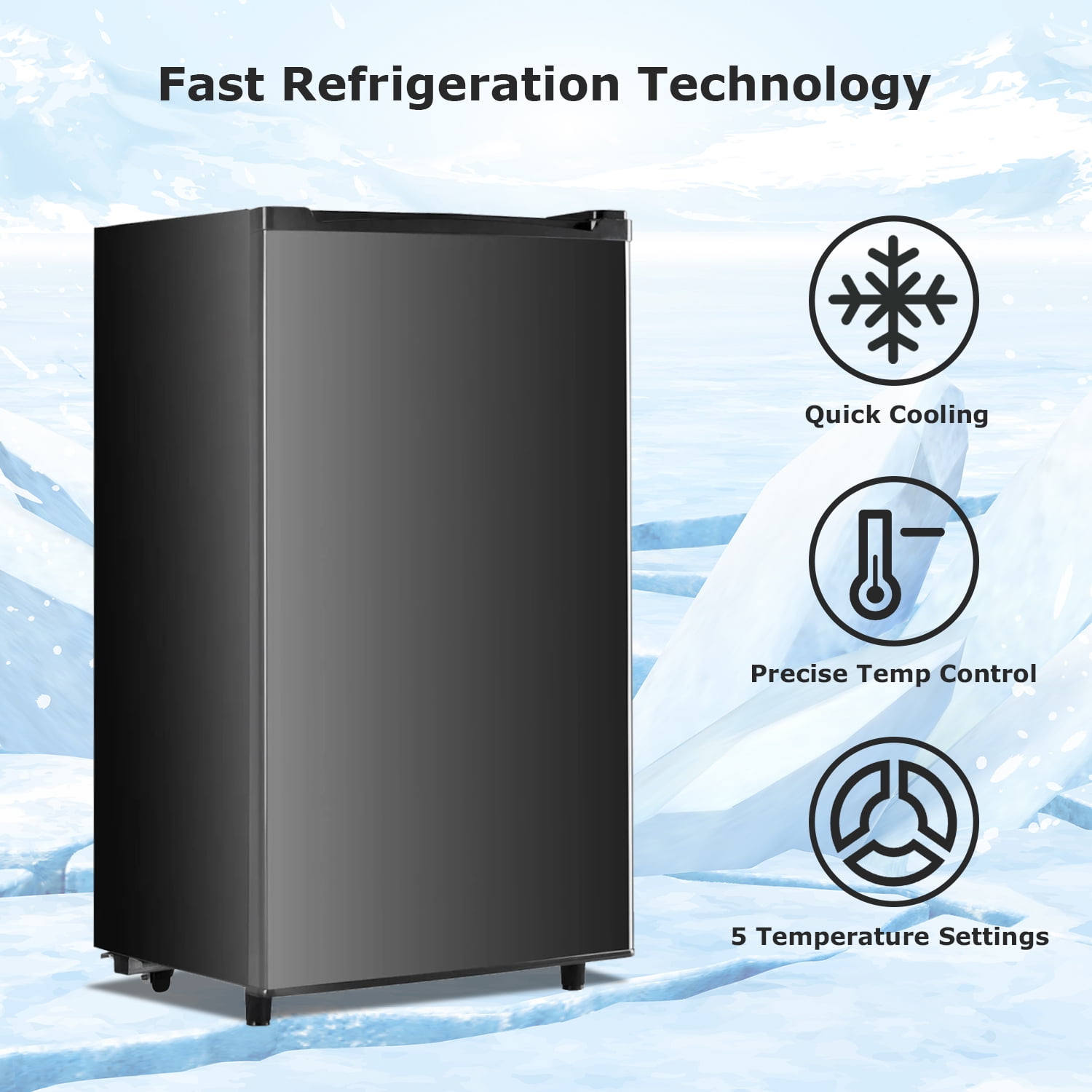 Beddle Mini Fridge with Freezer 3.2 Cu.ft Small Refrigerator for Dorm Bedroom, Compact Refrigerators Single Door Adjustable Thermostat Low Noise,Black