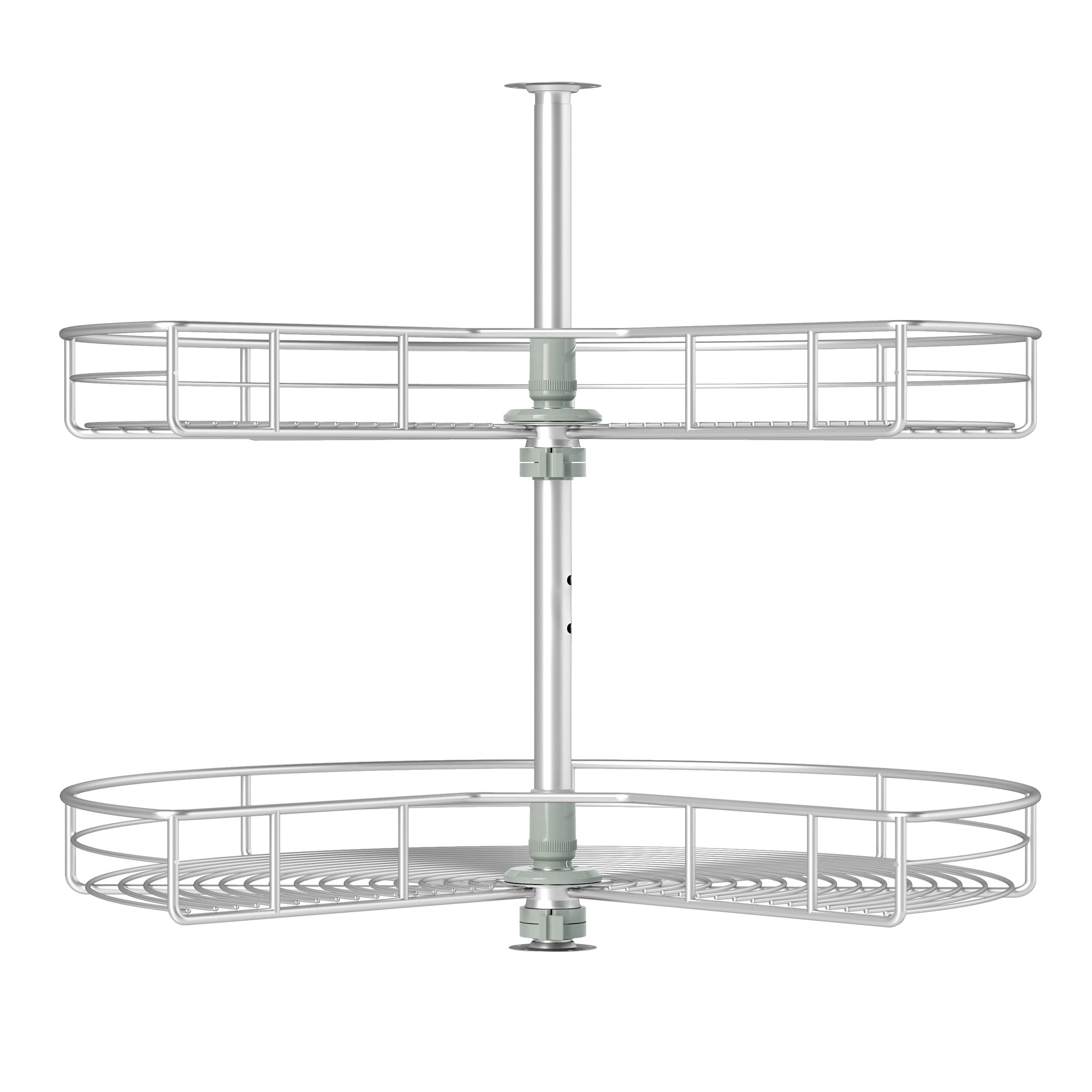 Uforic 2-Tier 28" Round Lazy Susan Corner Cabinet Organizer with Adjustable Height - Silver