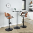 thumbnail image 3 of Pino Mid-Century Modern Adjustable Barstool with Swivel in Black Metal, Walnut Wood and Grey Fabric with Rounded T Footrest by LumiSource - Set of 2, 3 of 4
