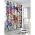 thumbnail image 3 of Fsddascl Botanical Dragonfly Shower Curtain Set - Extra Long 72" x 96" Washable Bathtub Curtain with 12 Hooks, Spring Watercolor Flower Leaf Waterproof Fabric Stall Shower Curtains for Bathroom, 3 of 6