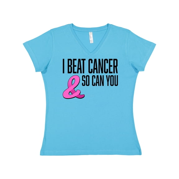 Inktastic I Beat Cancer and So Can You Women's V-Neck T-Shirt