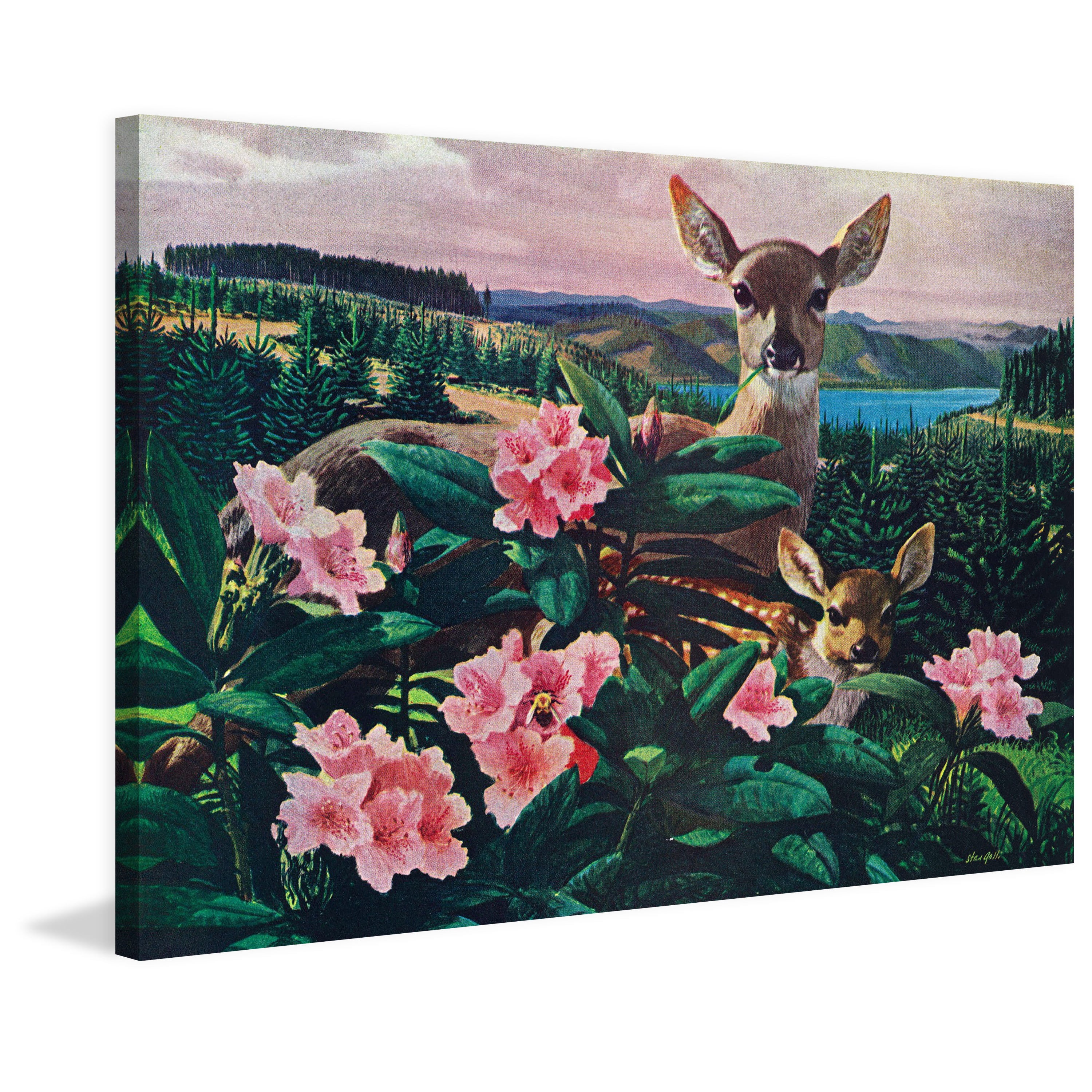 Marmont Hill "Doe and Fawn" Painting Print on Wrapped Canvas