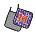 thumbnail image 2 of Carolines Treasures CJ1083-MPTHD Letter M Football Green, Blue and Orange Pair of Pot Holders, 7.5HX7.5W, multicolor, 2 of 2
