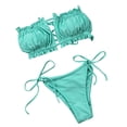 thumbnail image 2 of ITFABS Women's Solid Color Swimming Set, Bandage Bikini Top + Lace Up Briefs, 2 of 8