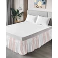 thumbnail image 4 of Pink Striped Wrap Around Bed Skirts for Queen Bed 18" Drop,Bed Skirt with Adjustable Elastic Belt Dust Ruffle Bed Valance for Bedroom Modern White Striped Abstract Art Aesthetics Bed Frame Cover, 4 of 7