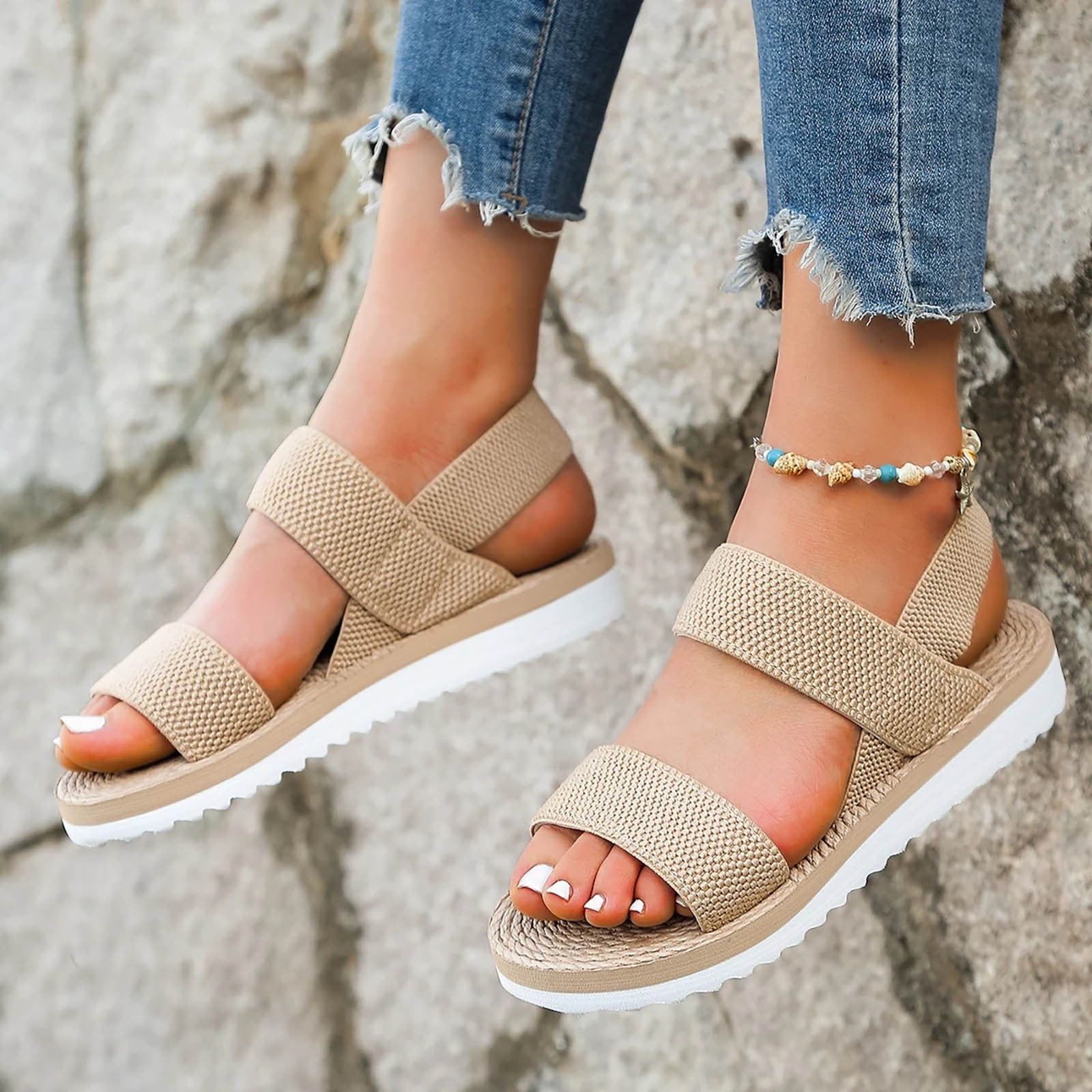 【PORTERNA】Summer low sandals CAICJ98 Walking Shoes Women Summer Wedge Sandals for Women