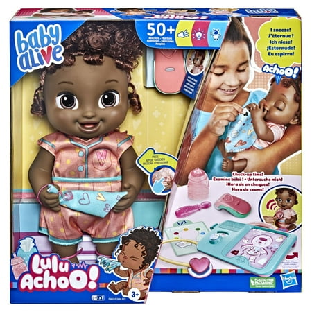 Baby Alive Lulu Achoo Doll with Black Hair, Doctor Play Toy