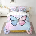 thumbnail image 2 of Feelyou Blue Pink Butterfly Twin Bedding Sets 7-Piece, Dreamy Cartoon Animal Bedding Comforter Set, Romantic Rose Flower Sheet Sets, Lightweight Room Decor, 2 of 7