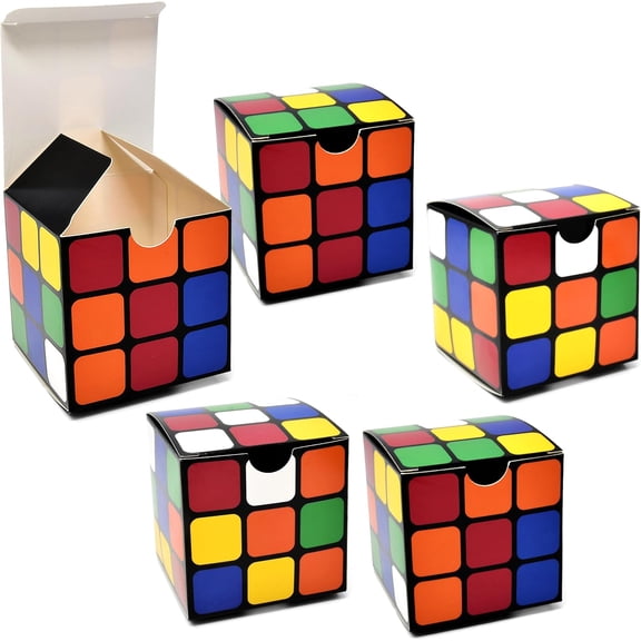 Gift Boutique 24 Pack Magic Cube Party Favor Boxes Cubes Puzzles Game Box Cardboard Gift Box Wrapping for Birthday Party Favors Supplies Decorations Fill with Candy Cupcake Goodies Prizes 3" Cubes