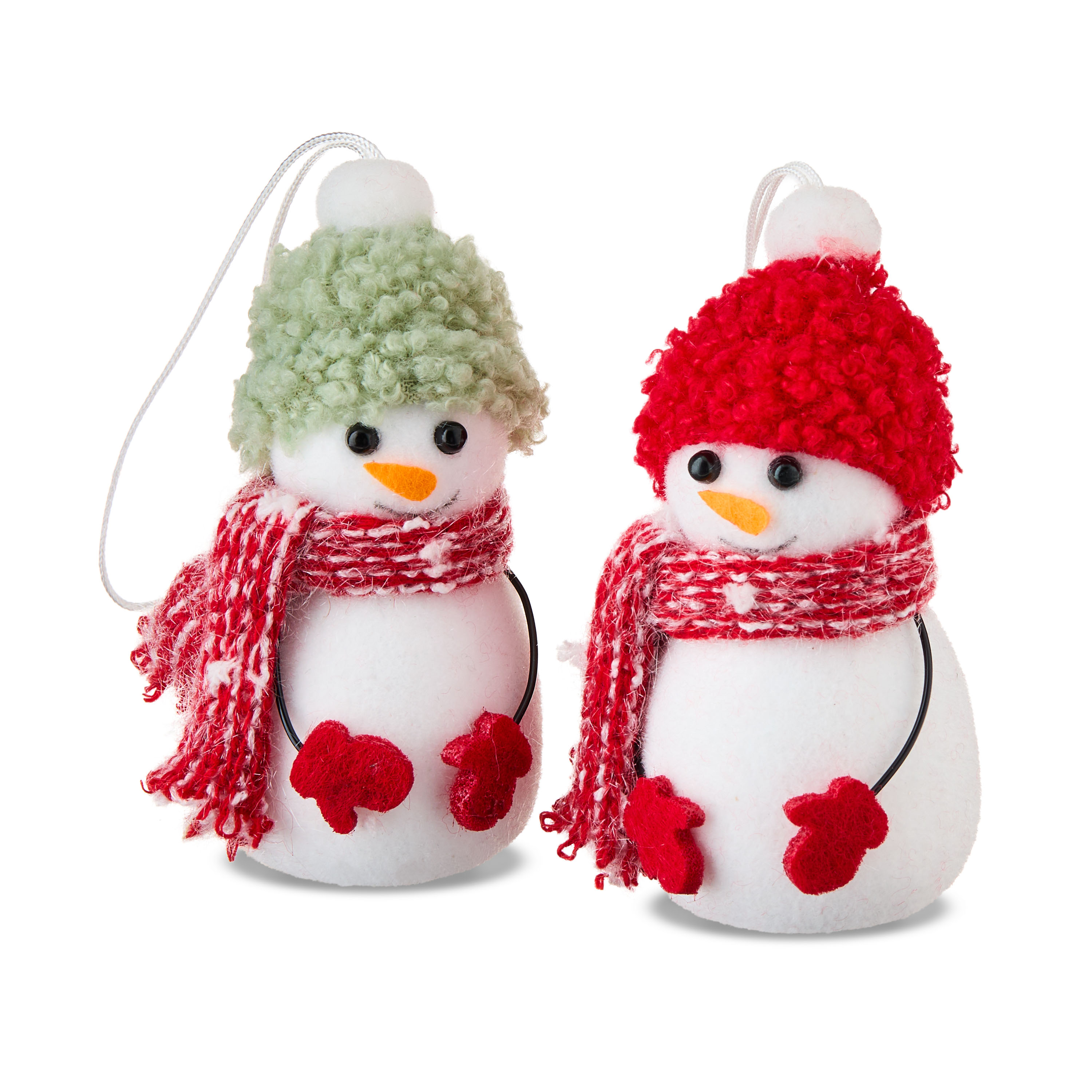 Red and Green Mini Snowman Christmas Ornaments, 4 Count, by Holiday Time