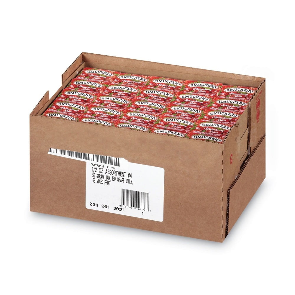 Smucker's Jam Assortment Single Serving Packs, 0.5 oz, 200/Carton