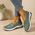 thumbnail image 2 of Rokment Womens Butterfly Embroidered Ortho Walking Shoes Ethnic Retro Casual Knit Comfortable Arch Support Platform Wedge Slip on Driving Nursing Loafers Tennis Non Slip Work Sneakers Green Size 8, 2 of 7
