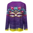 thumbnail image 5 of Aloohaidyvio Mardi Gras Shirts,Womens Mardi Gras Mask Glitter Printed T-Shirt Crew Neck Party Long Sleeve Tops, Mardi Gras Clothing, 5 of 5