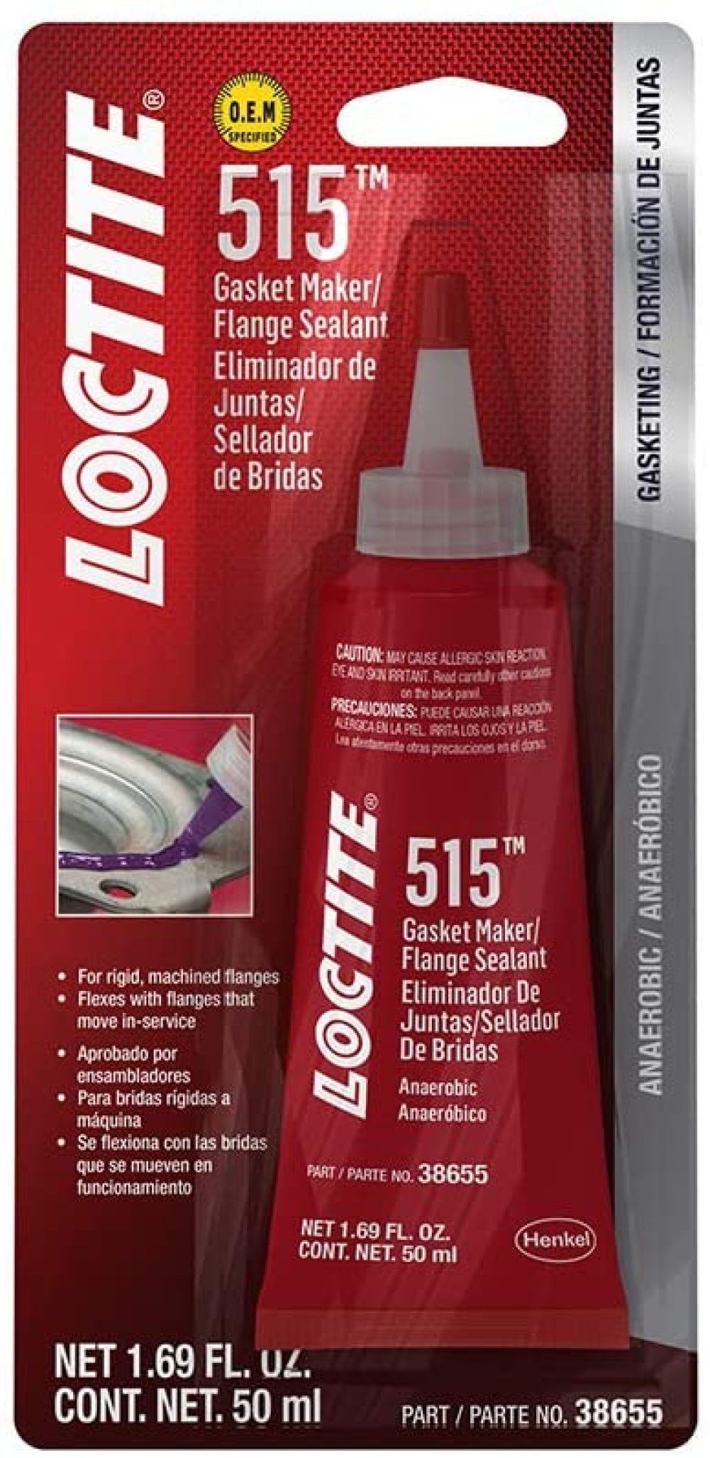 Loctite 515 Gasket Maker & Flange Sealant for Automotive High Temp, MediumStrength, Anaerobic