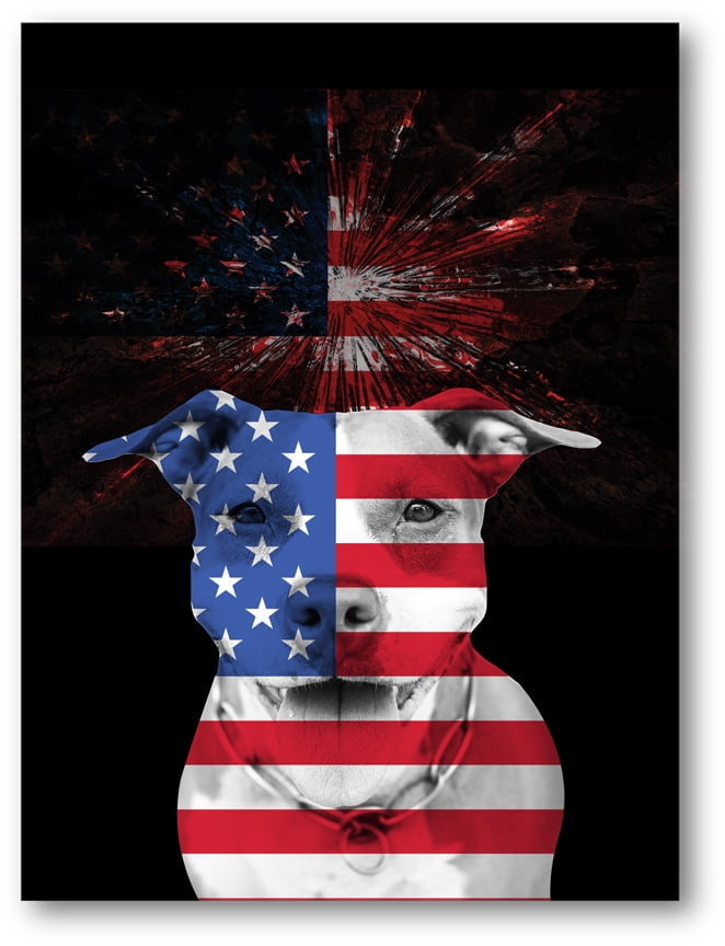 Awkward Styles America Canvas ArtUSA Themed Pitbull Wall Art USA Flag