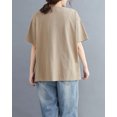 thumbnail image 3 of Women Spring Casual Pullover Crewneck Short Sleeve Tshirt Top GA2206 Khaki, 3 of 5