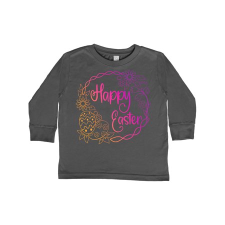 

Inktastic Happy Easter Spring Wreath with Eggs and Flowers Gift Toddler Boy or Toddler Girl Long Sleeve T-Shirt