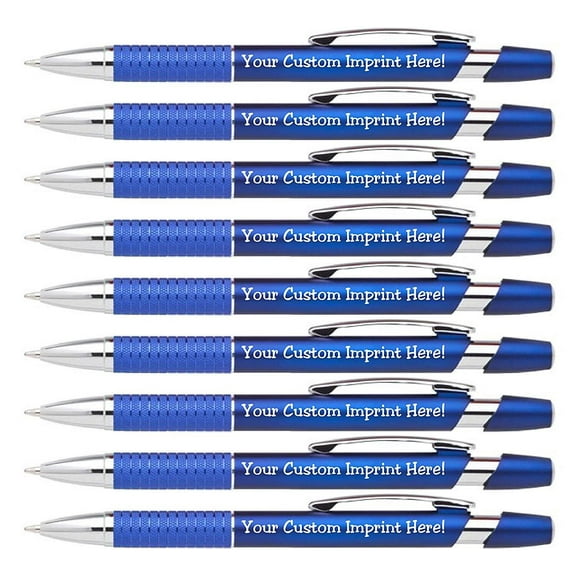 Personalized Ballpoint Pens Click action Custom Black writing ink - The Sleeker - Full color Printed Name Pens with Your Logo/Text/Message FREE PERSONALIZATION - 12 Qty