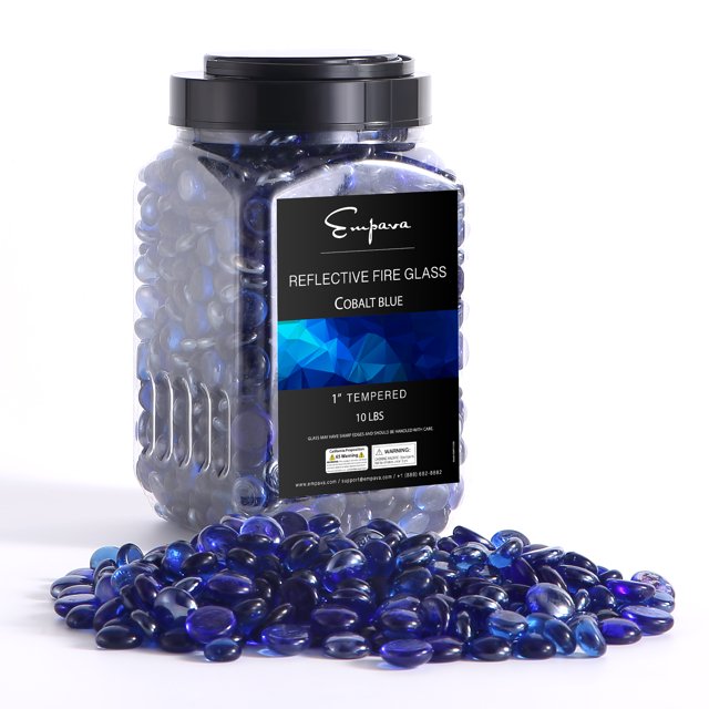 Empava 10 lbs. 1,0-In Cobalt Bleu Gouttes Réfléchissantes Verre pour Foyer à Gaz