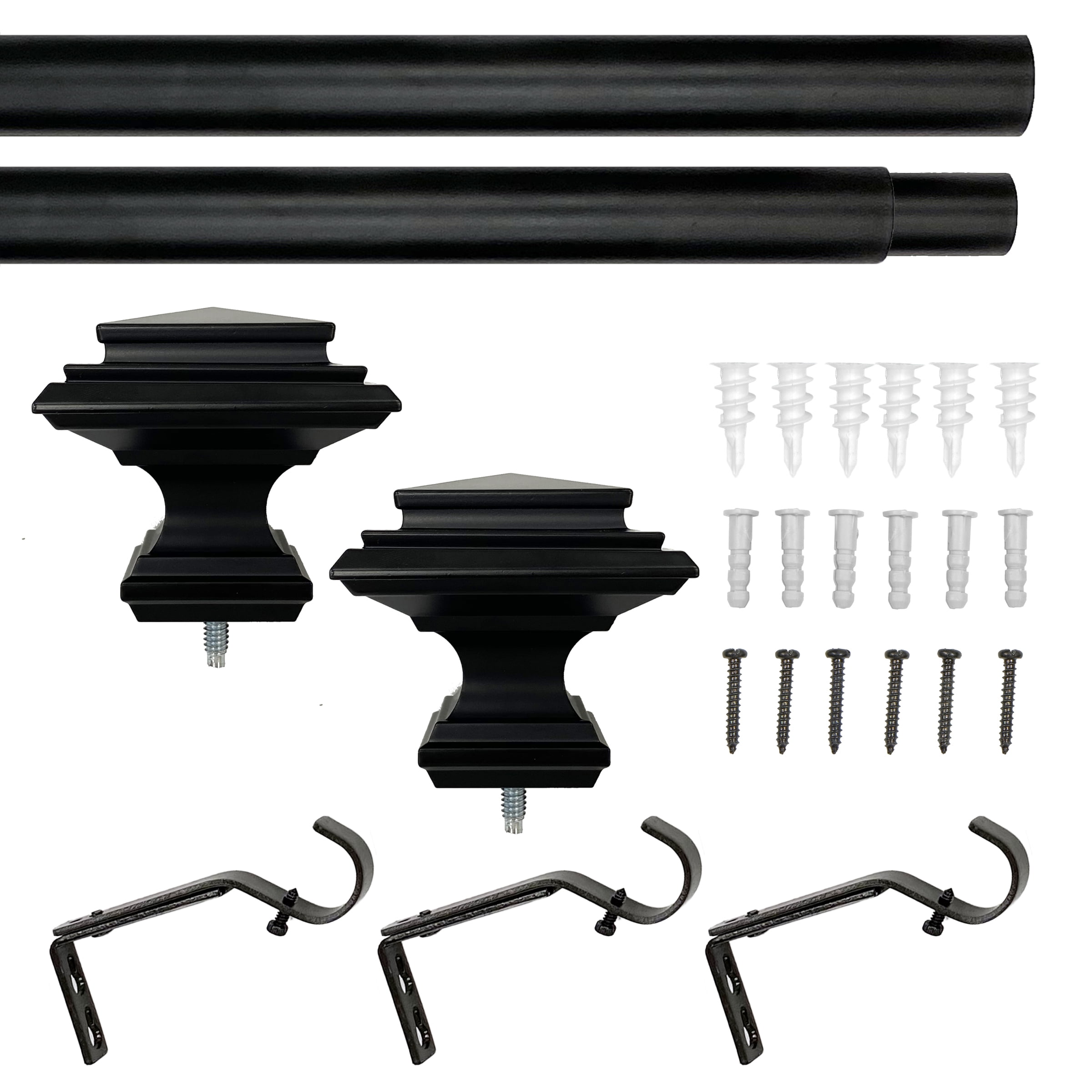 Better Homes & Gardens 1” Metal Square Single Curtain Rod, Matte Black, 42-120”
