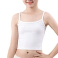 thumbnail image 3 of oelaio Girls Undershirts Solid Color Cami Camisole Spaghetti Straps Sleeveless Tank Tops White 140, 3 of 6