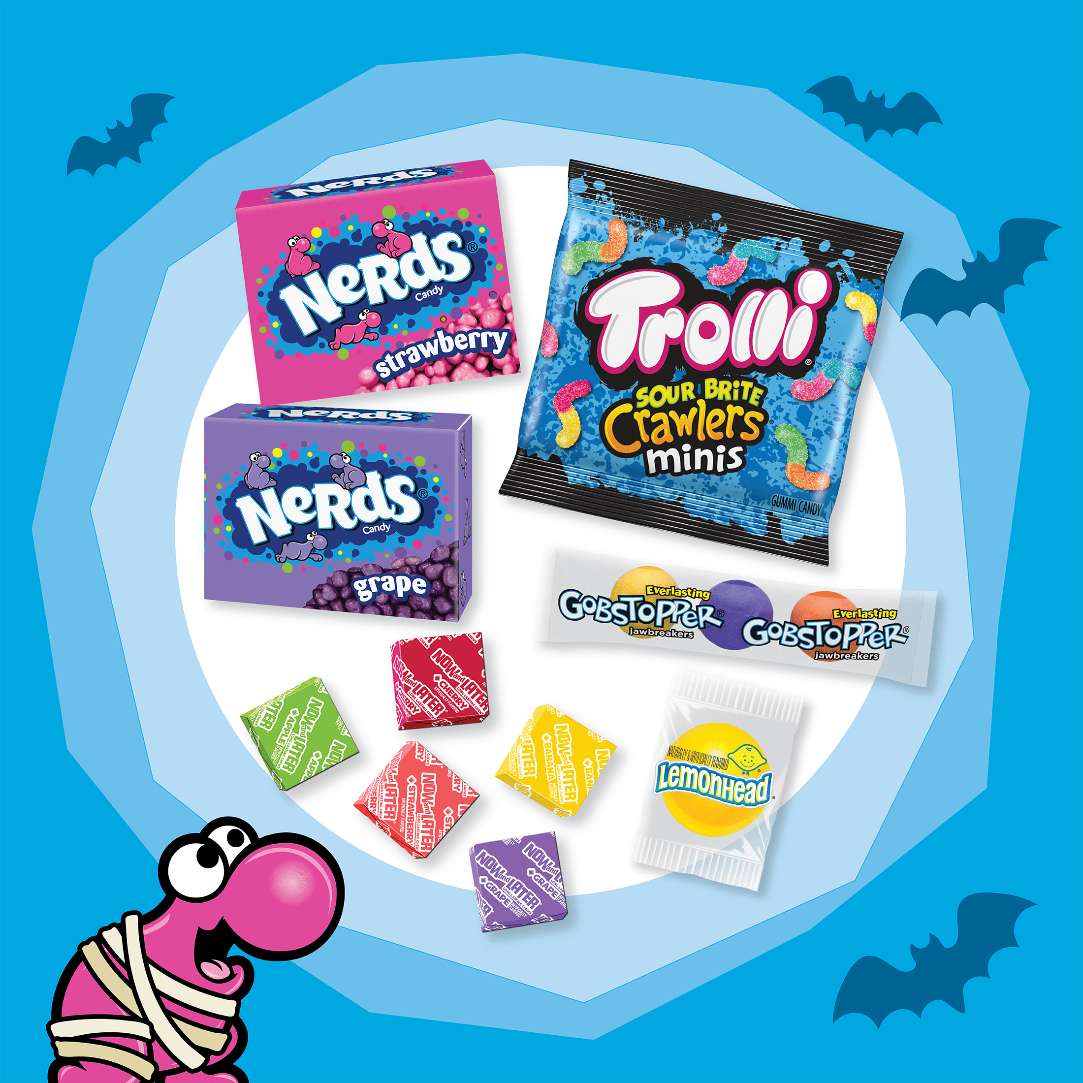 Halloween Classic Fun Trick-or-Treat Assortment with Nerds, Trolli, Now and Later, Lemonhead, Gobstoppers, 260 Pieces, Halloween Candy, 69.3 Ounces, Variety Bag