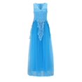 thumbnail image 2 of nsendm Chiffon Elegant Evening Women Gown Ball Floral Wedding Dress Party Lace Fashion Women's Dress Hi Low Dress Dress Blue Medium, 2 of 5