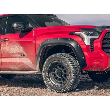 Bushwacker by RealTruck Pocket/Rivet Style Front Fender Flares | 2-Piece Set, Black, Smooth Finish | 30053-02 | Compatible with 2022 - 2024 Toyota Tundra