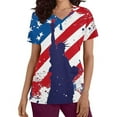 thumbnail image 5 of Fourth of July Scrub Tops,Cadancy Cotton Linen Nurse Uniforms for Women Loose Fit,Short Sleeve Blouses Cotton,Red White and Blue Shirts V Neck,Patriotic Memorial Day,De Mujer Para Lightning M, 5 of 5