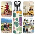thumbnail image 7 of Yayeee 20oz Double Wall Stainless Steel Water Bottle with Flip Straw, Purple Clover Pattern, 7 of 7