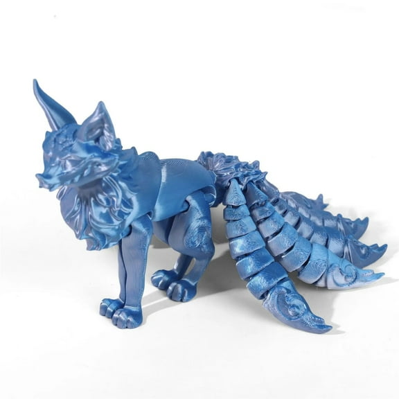 1pc 3D Printed Nine Tailed Fox Figurines Articulated Fox Figurines Flexible Joint Fox Miniatures Figurines Home Decoration Crafts