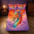 thumbnail image 5 of Manfei Traditional Eastern Dragon Animals Queen Sheets,Fantasy Cloud Queen Sheet Sets,Pink Purple,4-Piece,1 Flat Sheet,1 Fitted Sheet and 2 Pillowcases, 5 of 6