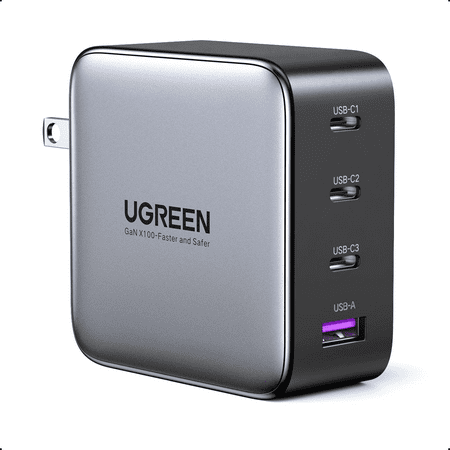 UGREEN 100W USB C Charger, 4 Ports PD Fast GaN Charger, Wall Charger Laptop Adapter for MacBook, iPad, iPhone, Galaxy, Steam Deck, Dell XPS, Google Pixelbook