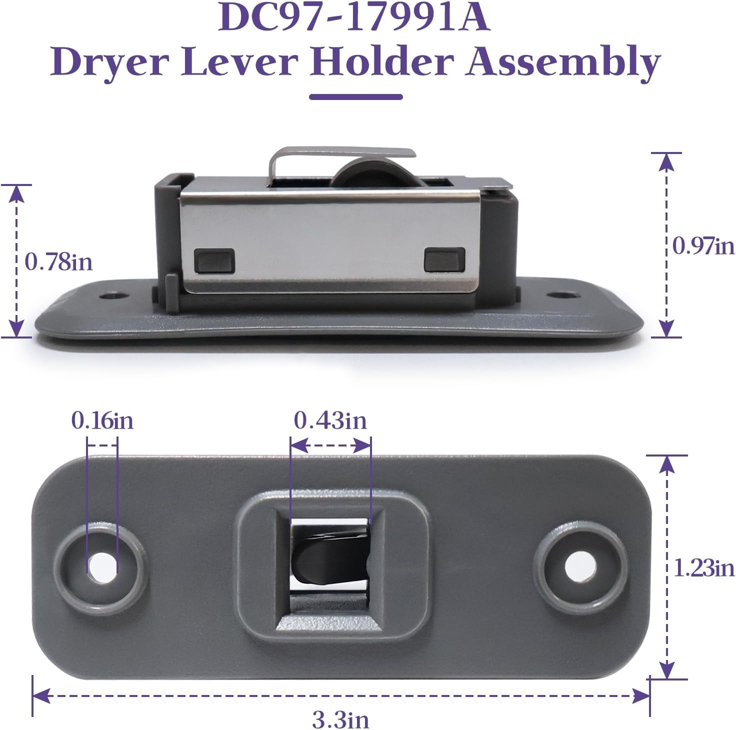 JJEAN-DC97-17991A Dryer Lever Holder Assembly Fit For Samsung DC97-17991A Dryer Door Lever Holder Catch Assembly Replacement 4000498 AP5917034 PS9603956 EAP9603956