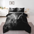 thumbnail image 2 of Erosebridal Ensemble de Literie Sabre Laser Gris pour Lit Simple, Couette Fraîche Éclairs, Décor Géométrique Moderne, Réversible 2 Pcs, 2 of 8
