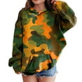 thumbnail image 2 of Drie Girls Hoodies Hoodie Kids Cute Hoodies Maple Leaf Print Oversized Drop Shoulder Fleece Camouflage Sweatshirt with Pocket Streetwear Orange,7-8 Years, 2 of 6