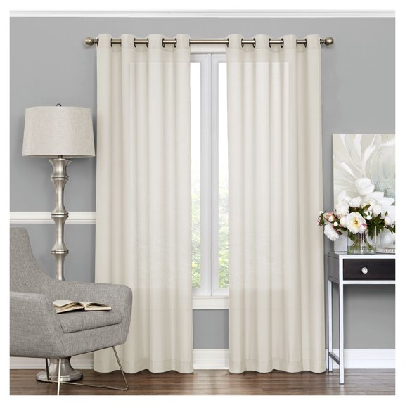 Eclipse Liberty Light Filtering Window Curtain 52 Inches Wide x 108 Inches Long, Single Window Curtain Panel, Grommet, Ivory