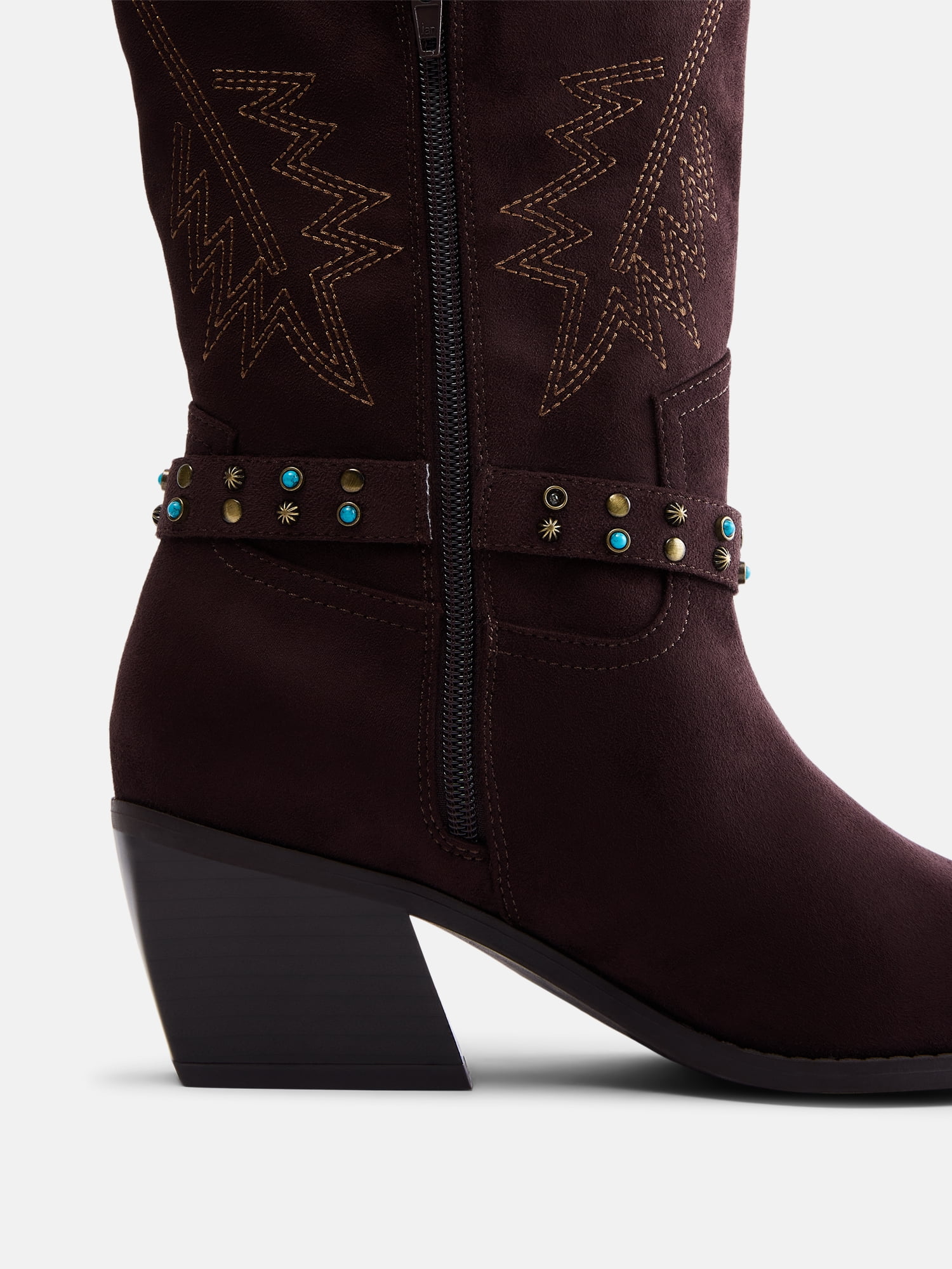 Madden NYC Women's Faux Suede Western Buckle Boots