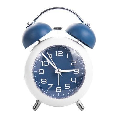 Retro Alarm Clock, Metal Desk Table Analog Clock Silent with Night Light for Dormitory Home Office Travel Decor Alarm Clock 4 Inch Blue