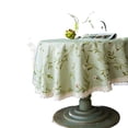 thumbnail image 2 of Tablecloth Round Green [Lace Edge] Garden Tablecloth Made of Pure Cotton and Linen Household Table and Tablecloth in European Style, 2 of 7